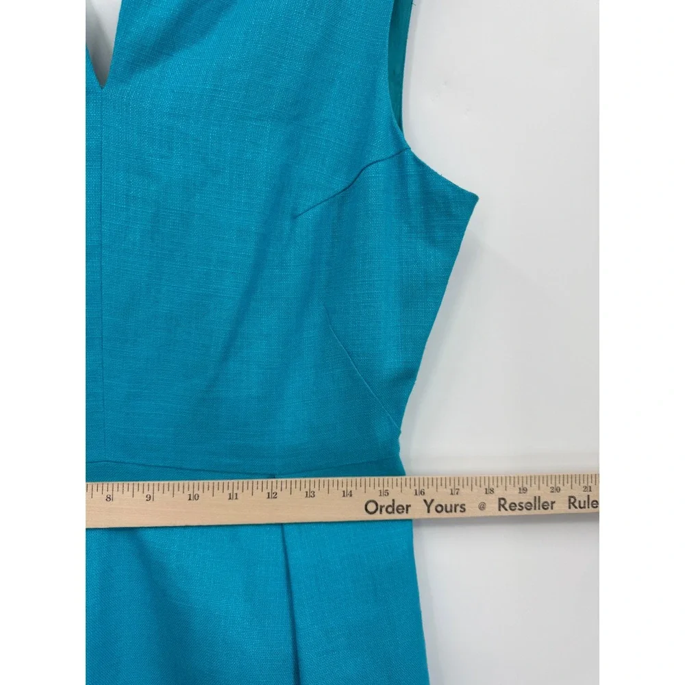 Kate Spade Dress Womens 14 Blue Aqua Linen Blend Cleo‎ Sleeveless Pockets NEW